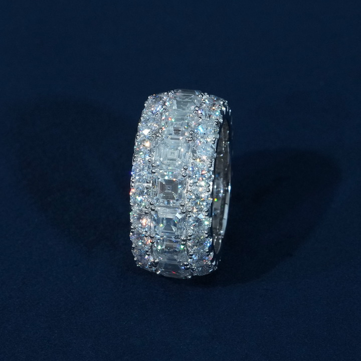 12mm Iced Out Princess Cut Moissanite Eternity Band S925