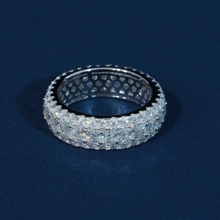 8mm Iced Out Princess Cut Moissanite Eternity Band S925