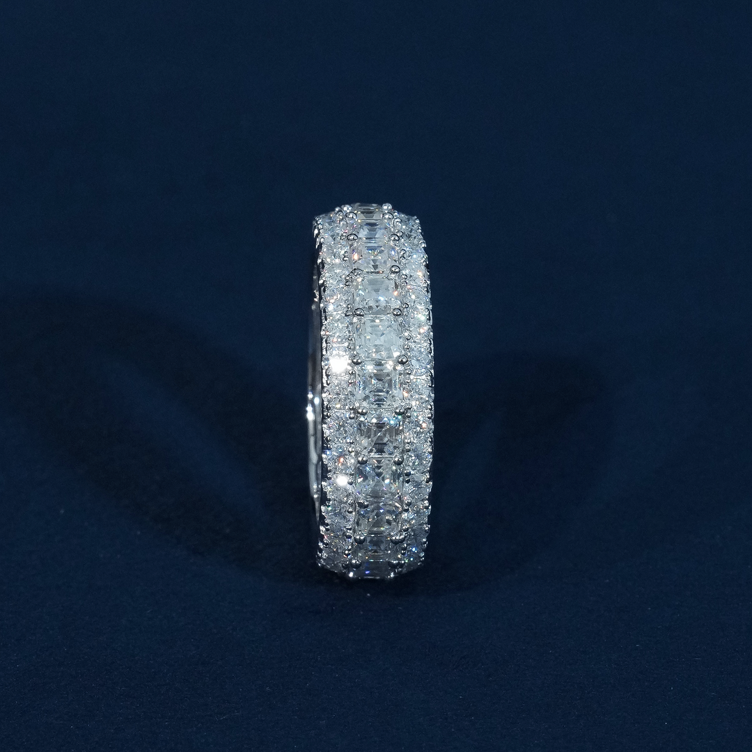 8mm Iced Out Princess Cut Moissanite Eternity Band S925