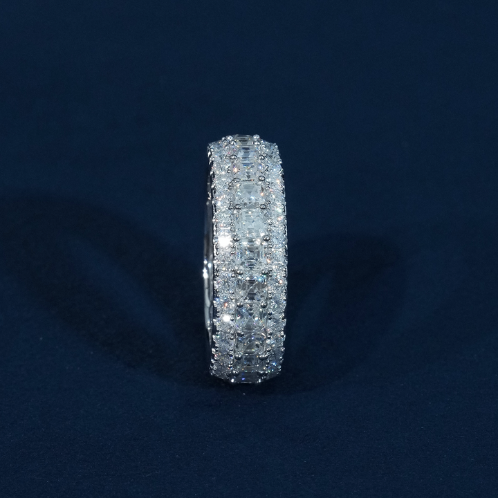 8mm Iced Out Princess Cut Moissanite Eternity Band S925