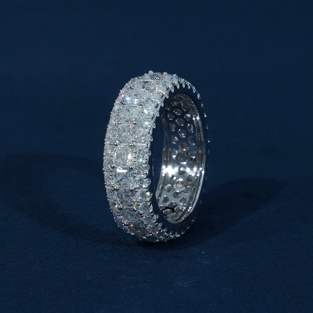 8mm Iced Out Princess Cut Moissanite Eternity Band S925