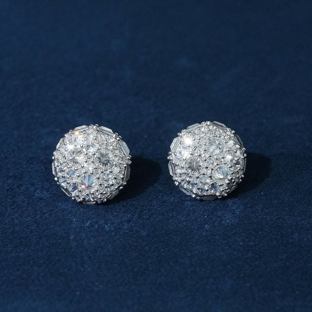 Moissanite Sphere Stud Earrings 925 Sterling Silver