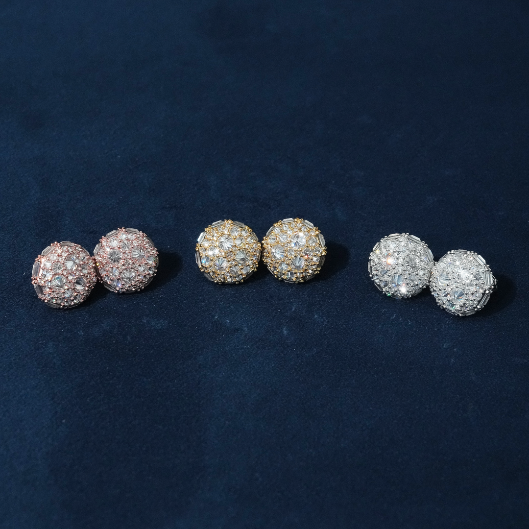 Moissanite Sphere Stud Earrings 925 Sterling Silver