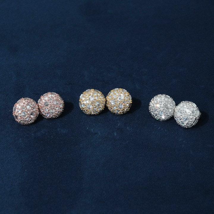 Moissanite Sphere Stud Earrings 925 Sterling Silver