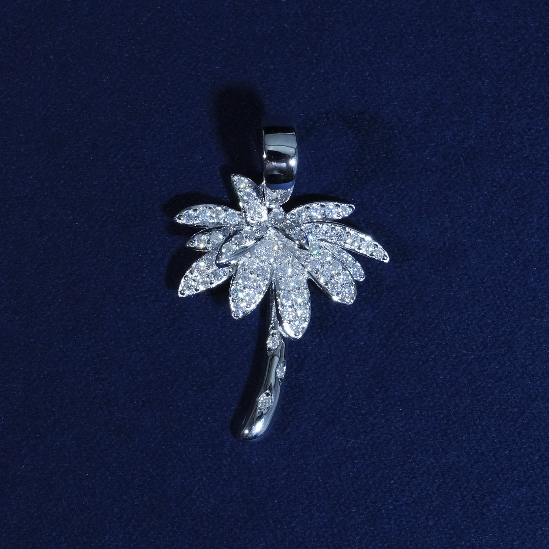 Luxury Iced Palm Tree Moissanite Pendant S925