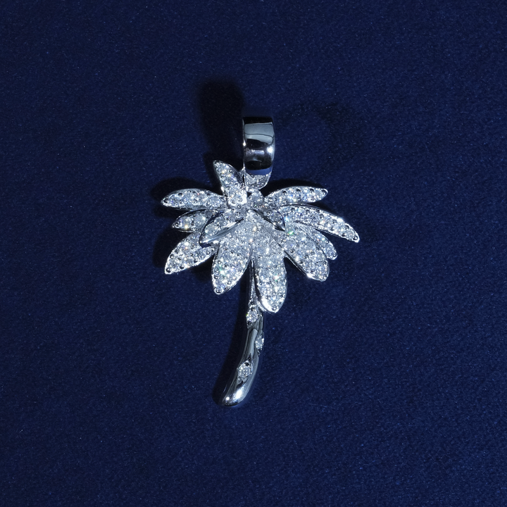 Luxury Iced Palm Tree Moissanite Pendant S925