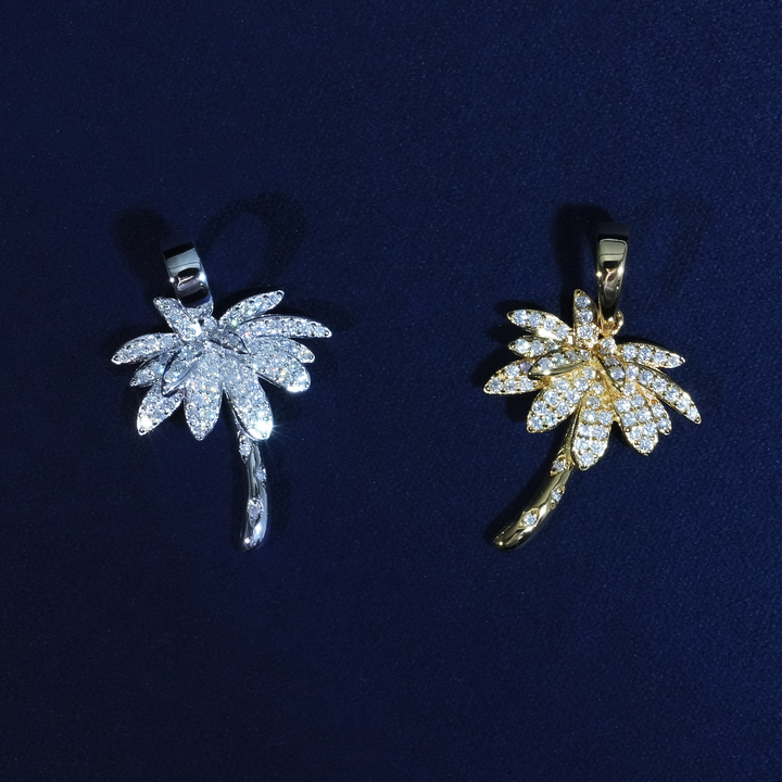 Luxury Iced Palm Tree Moissanite Pendant S925