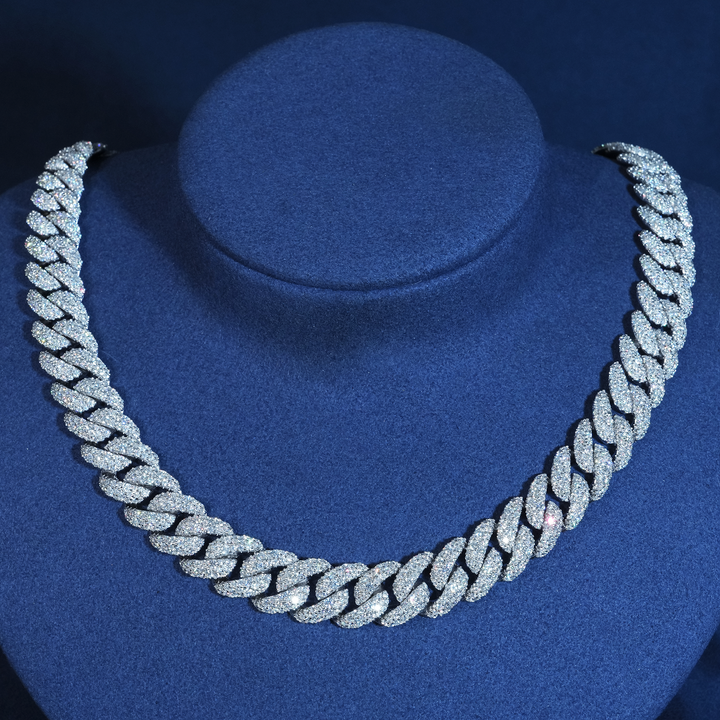 12MM Moissanite Full Pavé Cuban Link Chain S925