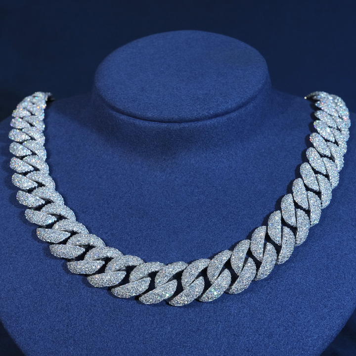 15MM Moissanite Full Pavé Cuban Link Chain S925