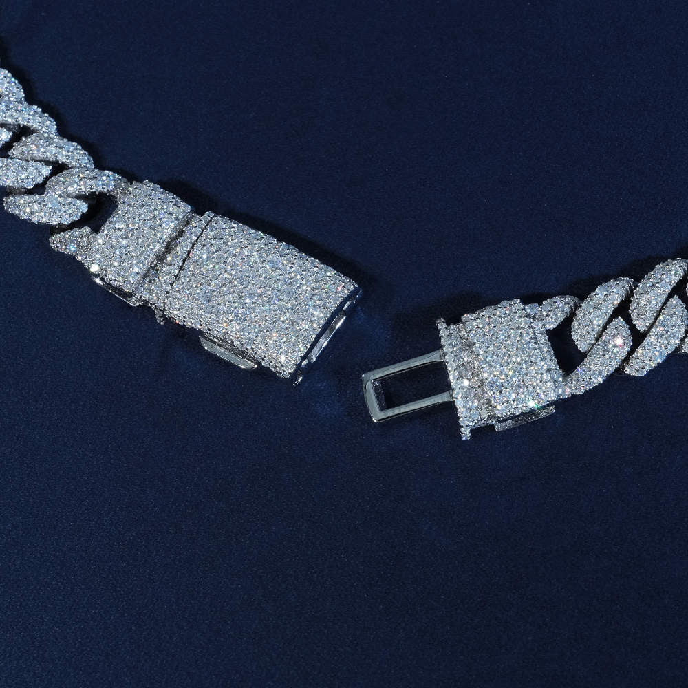 15MM Moissanite Full Pavé Cuban Link Chain S925