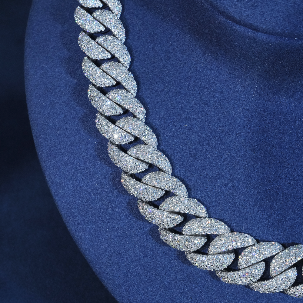 15MM Moissanite Full Pavé Cuban Link Chain S925