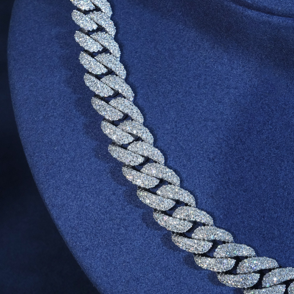 12MM Moissanite Full Pavé Cuban Link Chain S925