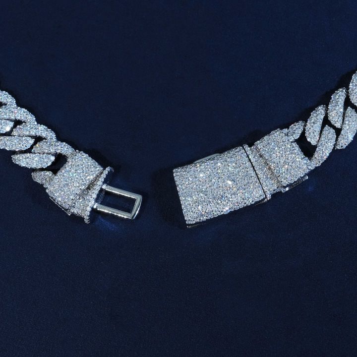 12MM Moissanite Full Pavé Cuban Link Chain S925
