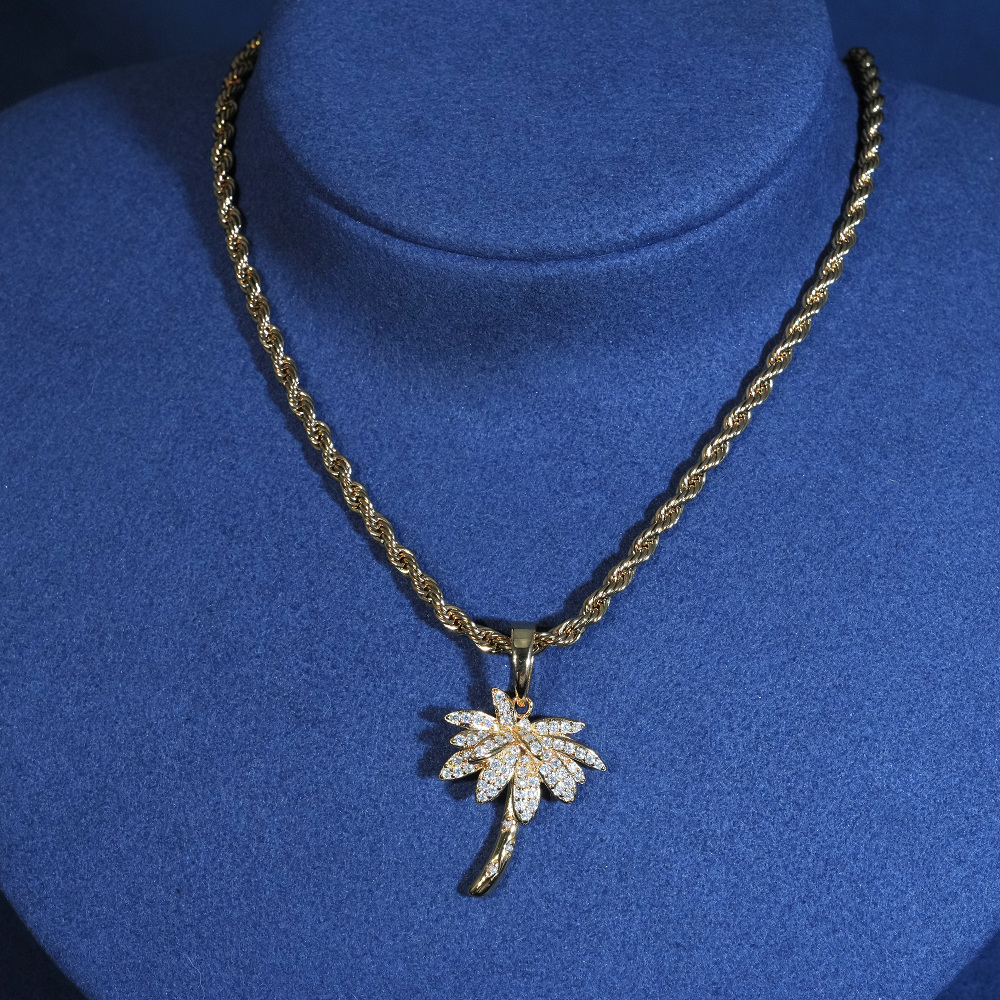 Luxury Iced Palm Tree Moissanite Pendant S925