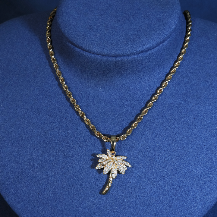 Luxury Iced Palm Tree Moissanite Pendant S925