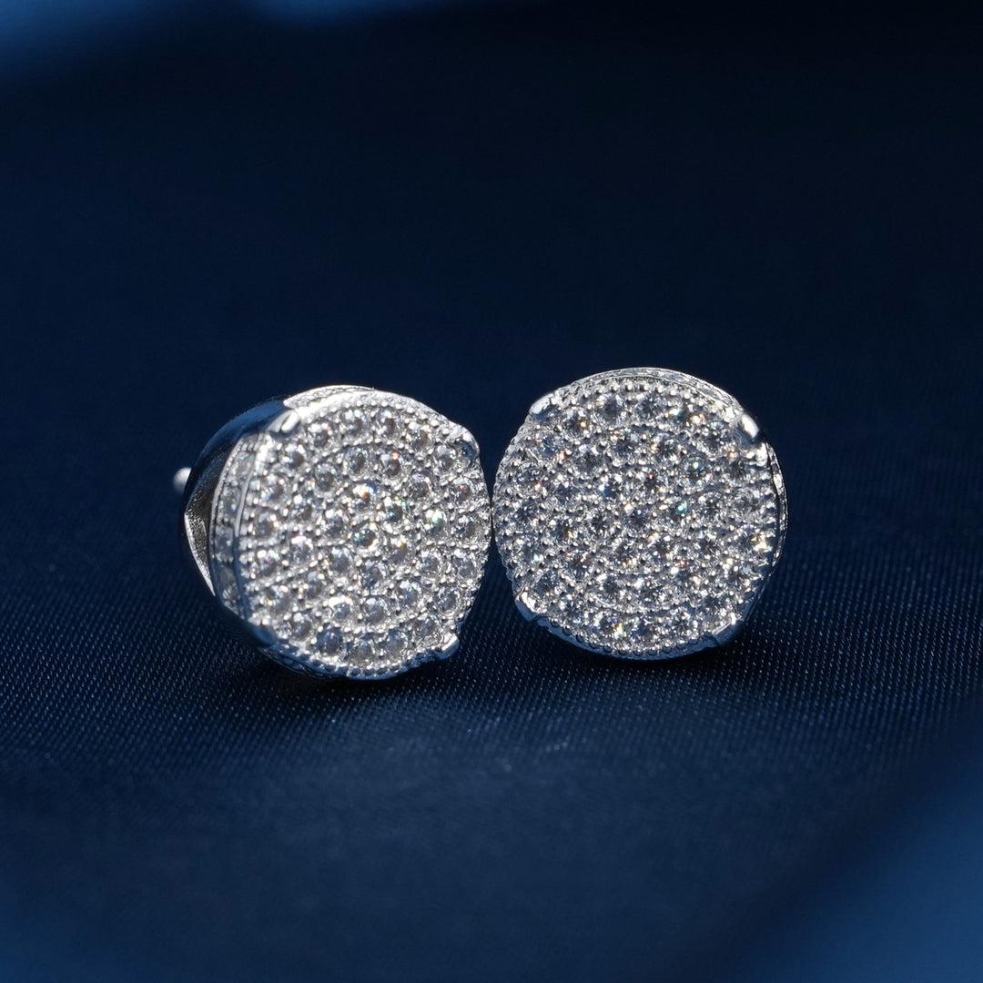 Round Micro Pave Moissanite Stud Earrings