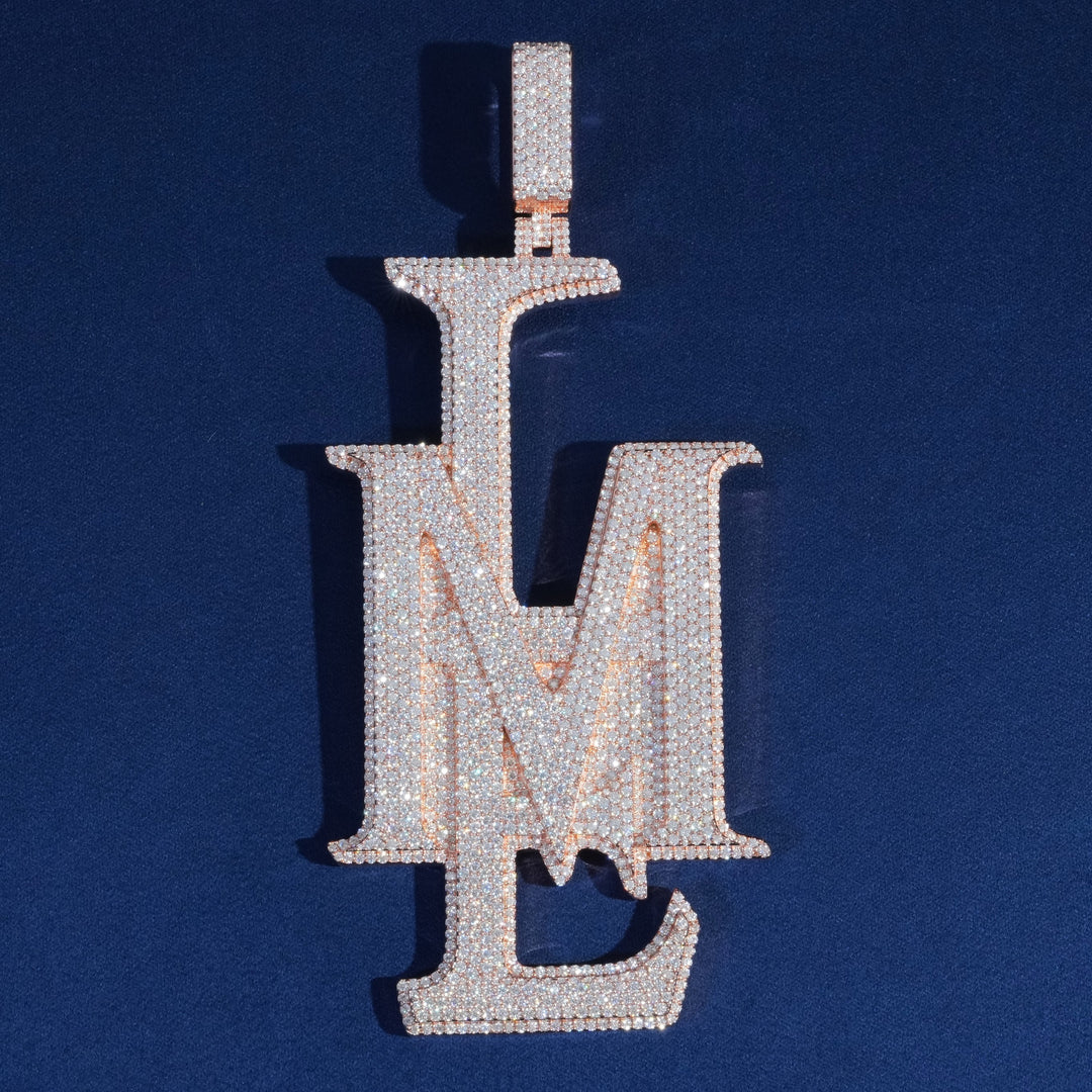 Iced Three Initial Monogram Custom Pendant (Moissanite Available)