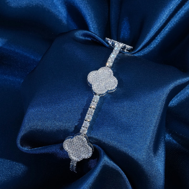 Diamond Clover Tennis Bracelet in Sterling Silver