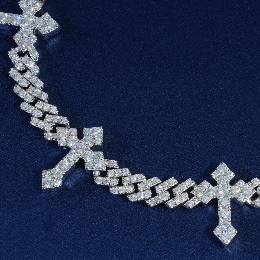 6mm Diamond Cross Cuban Bracelet