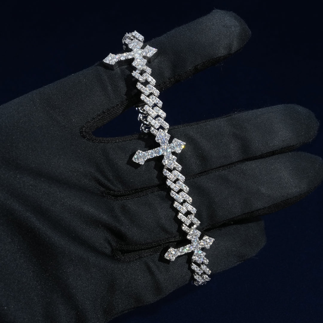 6mm Diamond Cross Cuban Bracelet
