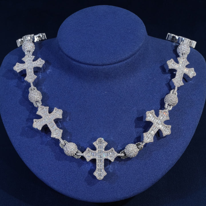 Baguette Diamond Cross Chain Necklace