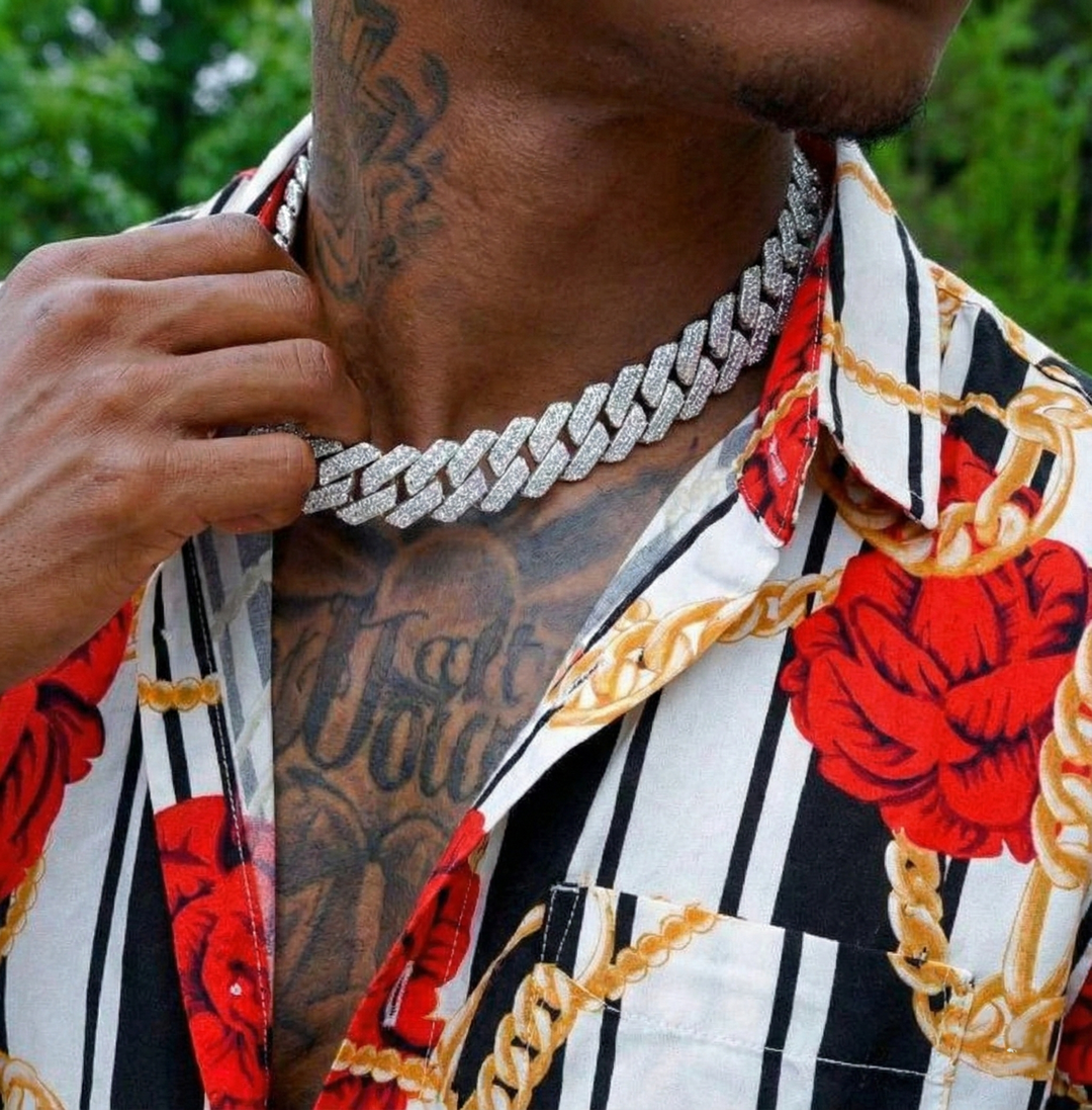 20mm 4-Row Diamond Cuban Link Chain Extended Clasp