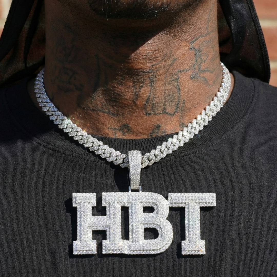 VVS Moissanite Custom Name Pendant in Sterling Silver