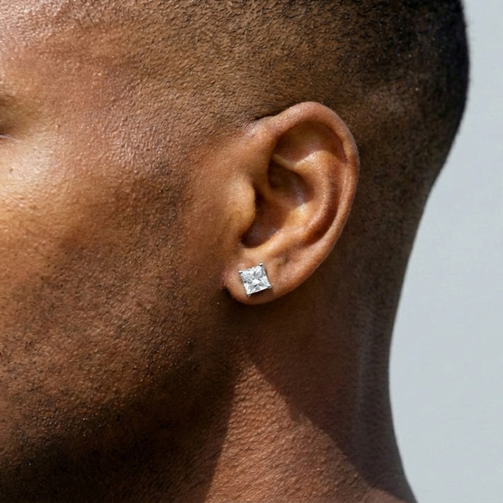 Princess Cut Moissanite Stud Earrings