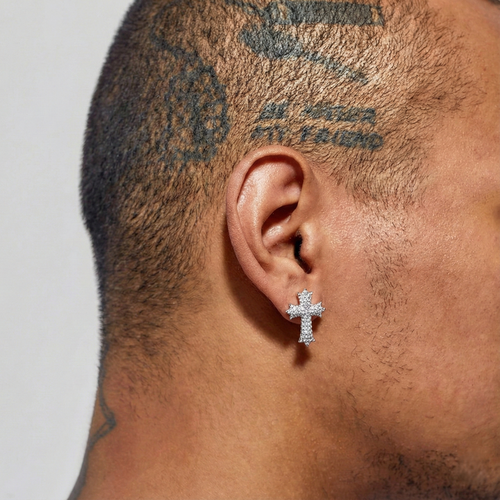 Diamond Cross Stud Earrings