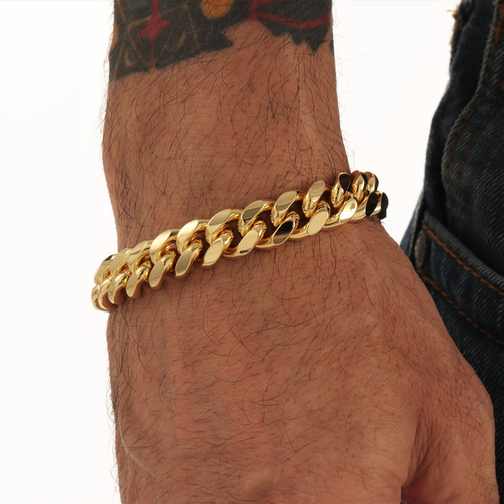 12mm Cuban Link Bracelet in Gold