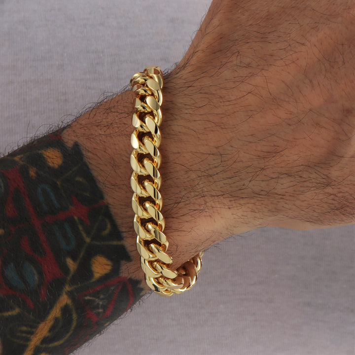 Bracelet à maillons cubains 12 mm en or