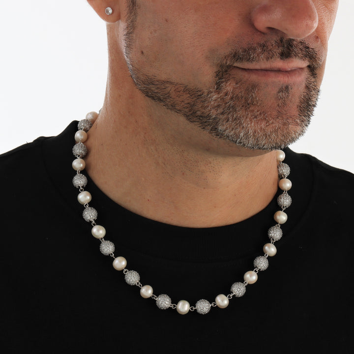 Iced Beads & Pearl Necklace