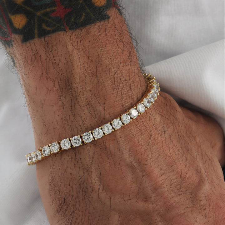 Bracelet Tennis Diamant Rond 5mm Plaqué Or 18K
