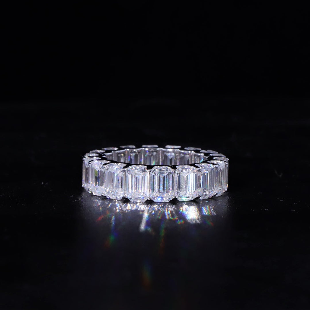 Moissanite S925 Emerald Cut Eternity in White Gold