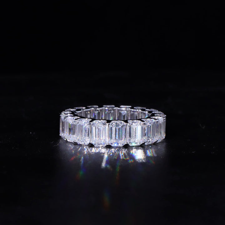 Moissanite S925 Emerald Cut Eternity in White Gold