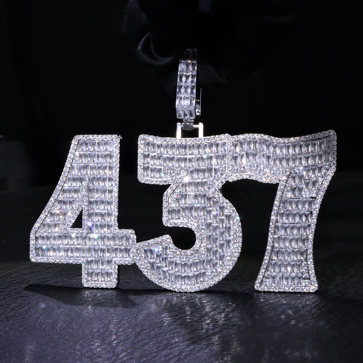 Large Baguette Wavy Custom Name Pendant (Moissanite available)