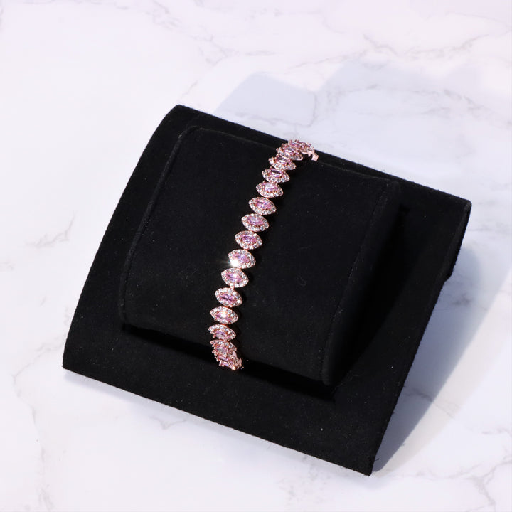 Women's Pink Eye Diamond Bracelet in Rose Gold