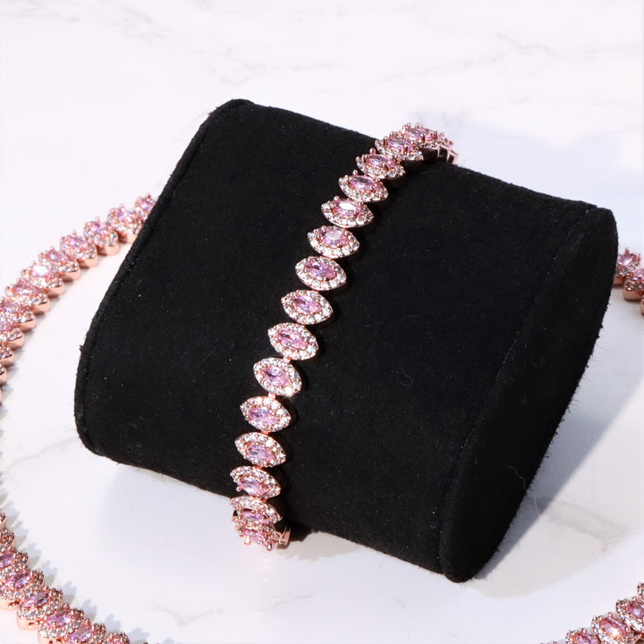 Women's Pink Eye Diamond Bracelet in Rose Gold