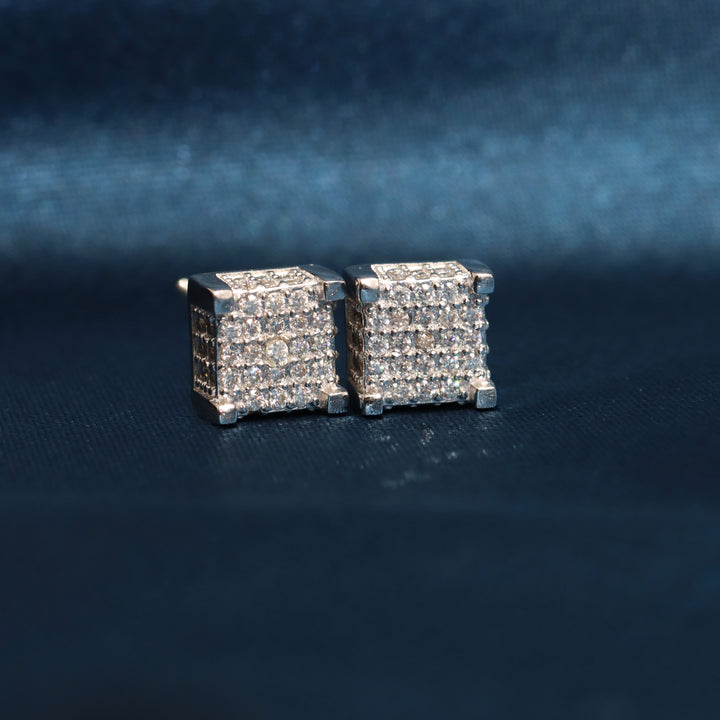 Square Micro Pave Moissanite Stud Earrings