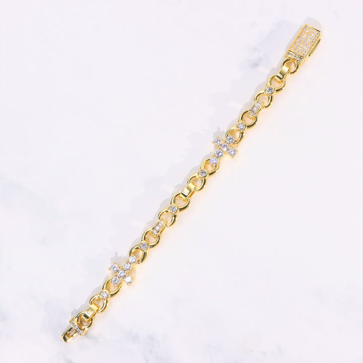 Women's 12mm Cross Bracelet in Gold