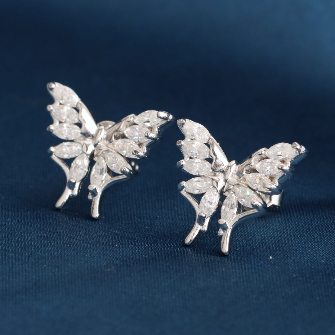 Marquise Cut Butterfly Diamond Stud Earrings
