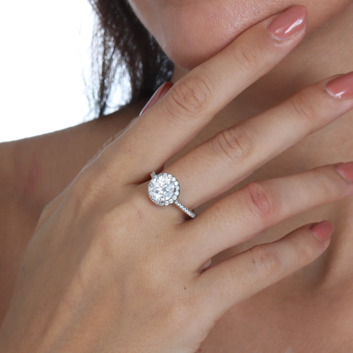 Adorned Luxe Halo Round Cut Moissanite Ring