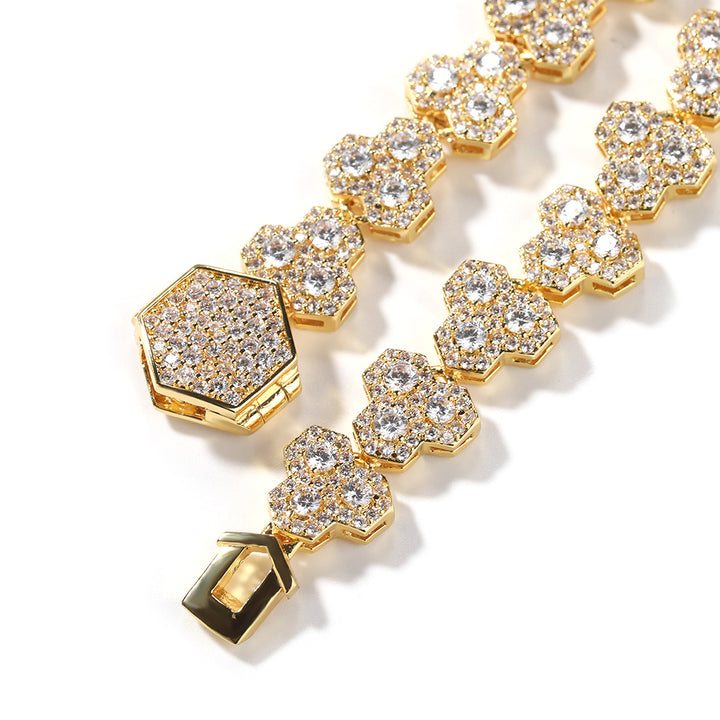 10mm Honeycomb Tennis Chain in Gold