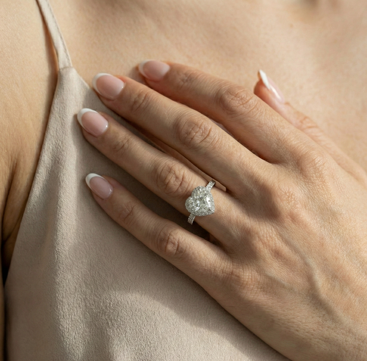 Heart Halo Moissanite Engagement Ring
