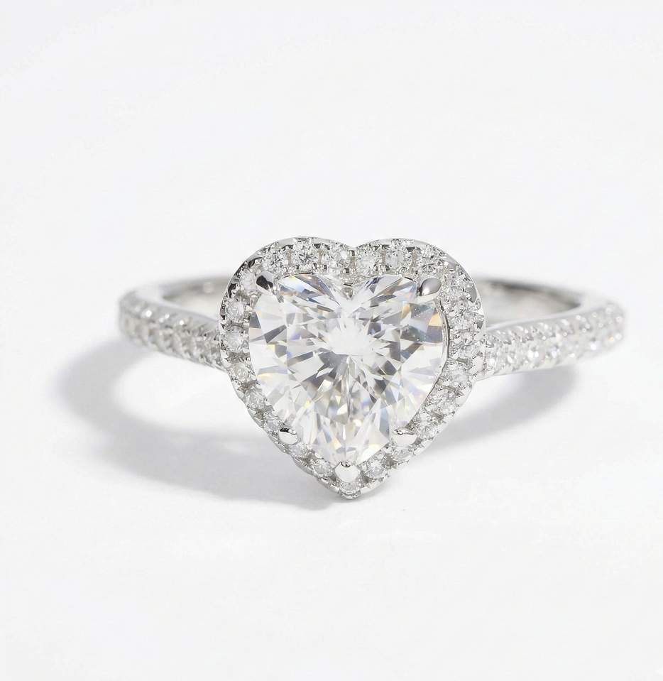 Heart Halo Moissanite Engagement Ring