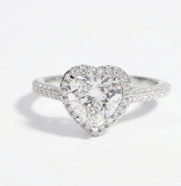 Heart Halo Moissanite Engagement Ring