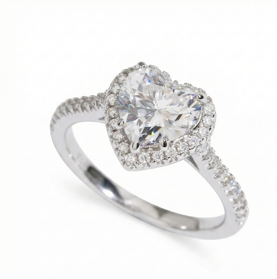 Heart Halo Moissanite Engagement Ring