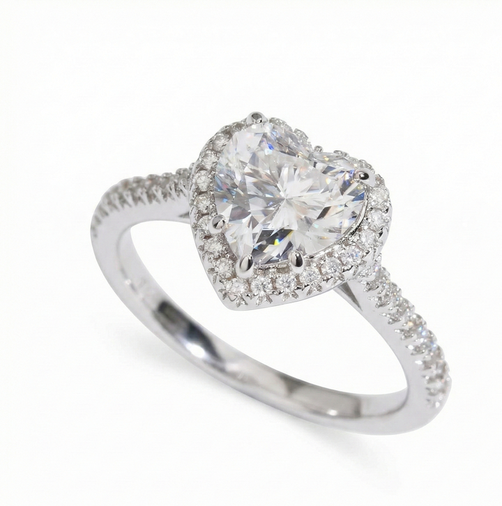 Heart Halo Moissanite Engagement Ring
