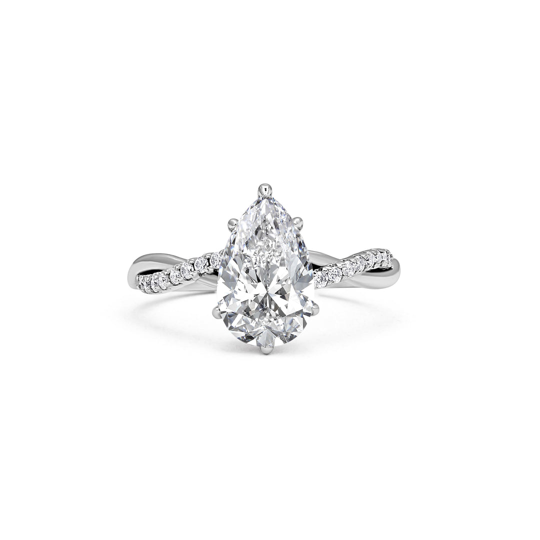 Twisted Vine Pear Cut Moissanite Ring in Sterling Silver