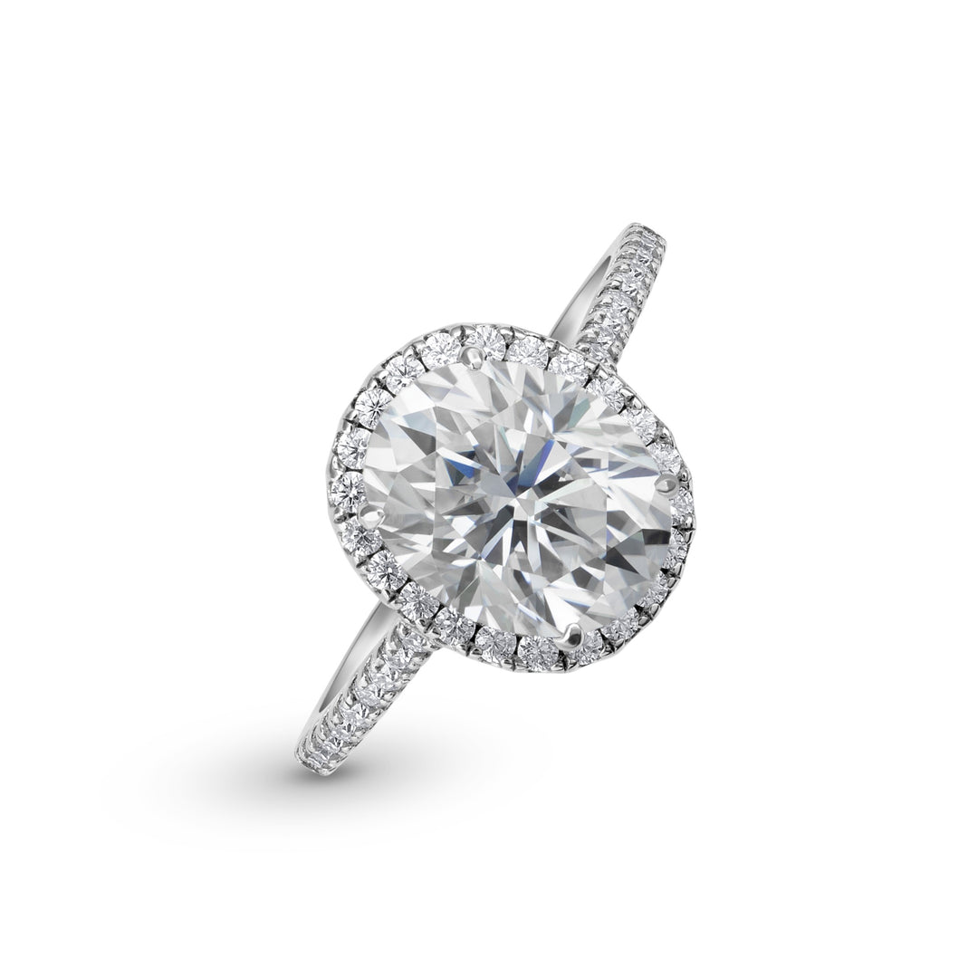 Adorned Halo Oval Cut Moissanite Ring